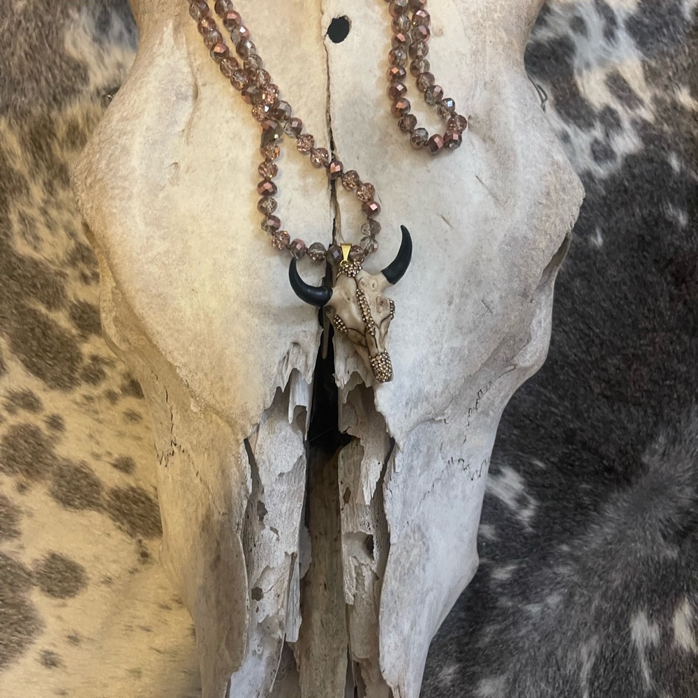 New Crystal Steer head necklace